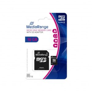 MEDIARANGE MICROSDHC MEMORY CARD WITH SD ADAPTER 16GB