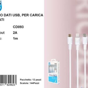 CAVO DATI USB 3 IN 1 PER IPHONE/MICRO/TYPEC 1M