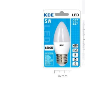 LAMPADINA LED C37 E27 LUCE FREDDA 5w=43W 6500K