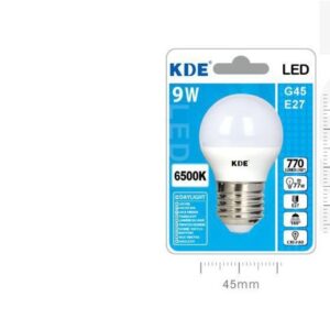 LAMPADINA LED G45 E27 LUCE FREDDA 9W=77W 6500K