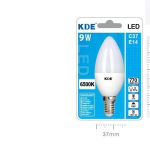 LAMPADINA LED C37 E14 LUCE FREDDA 9w=77W 6500K