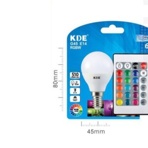 LAMPADINA LED G45 E14 RGBW 6W=51W 3000K CON TELECOMANDO