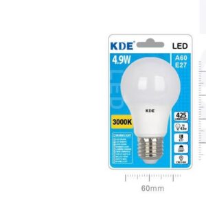 LAMPADINA LED A60 E27 LUCE CALDA 4.9W=43W 3000K