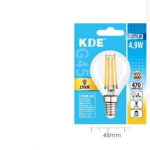 LAMPADINA LED G45 E14 LUCE CALDA 4.9W=47W 2700K